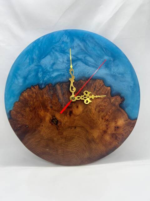 Epoxy Wall Clock, Resin Wooden Clock - image 1