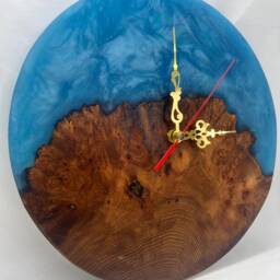 Epoxy Wall Clock, Resin Wooden Clock - thumbnail 3
