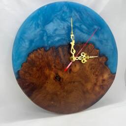 Epoxy Wall Clock, Resin Wooden Clock - thumbnail 2