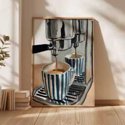Espresso Machine Art Print - Striped Coffee Mug Poster - thumbnail 4