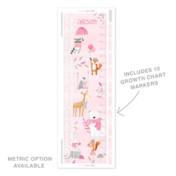 Personalized Woodland Growth Chart - Fabric Wall Decal Pink Mej - thumbnail 2