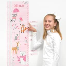 Personalized Woodland Growth Chart - Fabric Wall Decal Pink Mej - thumbnail 4