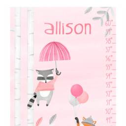 Personalized Woodland Growth Chart - Fabric Wall Decal Pink Mej - thumbnail 3