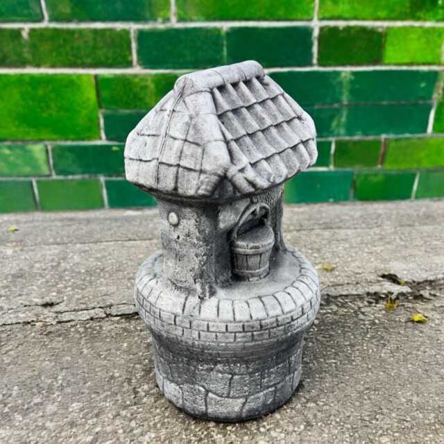 Concrete Wishing Well Statue Stone Garden Figurine Cement Outdoor Ornament Rustic Yard Decoration Fairy Accessory House Decor - image 1