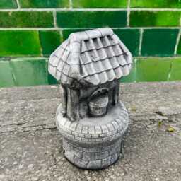 Concrete Wishing Well Statue Stone Garden Figurine Cement Outdoor Ornament Rustic Yard Decoration Fairy Accessory House Decor - thumbnail 3