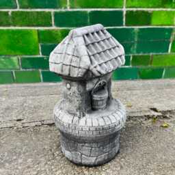 Concrete Wishing Well Statue Stone Garden Figurine Cement Outdoor Ornament Rustic Yard Decoration Fairy Accessory House Decor - thumbnail 1