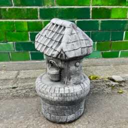 Concrete Wishing Well Statue Stone Garden Figurine Cement Outdoor Ornament Rustic Yard Decoration Fairy Accessory House Decor - thumbnail 2