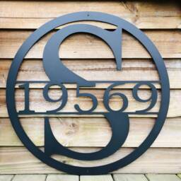 28 Inch Circle Monogram With Last Name, Metal Wall Art, Inch Personalized Sign - thumbnail 2