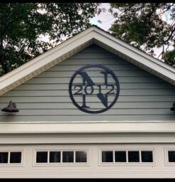 28 Inch Circle Monogram With Last Name, Metal Wall Art, Inch Personalized Sign - thumbnail 1