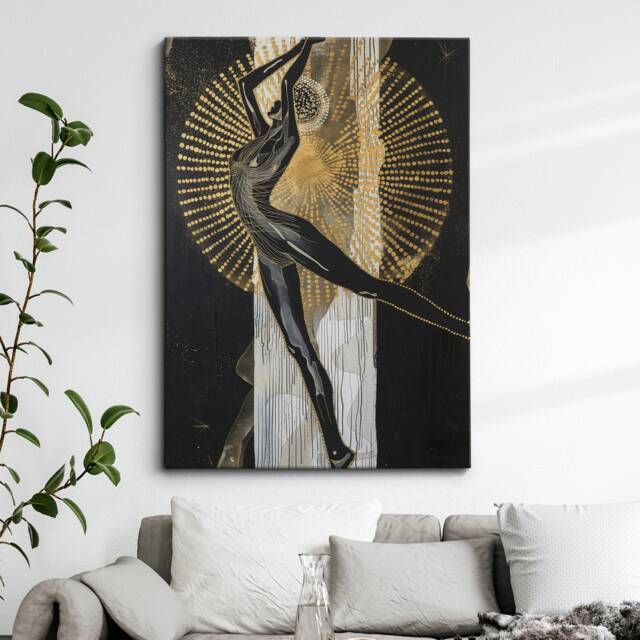 Dancing Lady Gold Dripping Painting Framed Poster Print Or Canvas Wall Decor Art Bedroom Home Interior Gift For Pet Lover - image 1