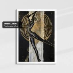 Dancing Lady Gold Dripping Painting Framed Poster Print Or Canvas Wall Decor Art Bedroom Home Interior Gift For Pet Lover - thumbnail 3