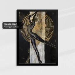 Dancing Lady Gold Dripping Painting Framed Poster Print Or Canvas Wall Decor Art Bedroom Home Interior Gift For Pet Lover - thumbnail 2