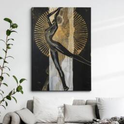 Dancing Lady Gold Dripping Painting Framed Poster Print Or Canvas Wall Decor Art Bedroom Home Interior Gift For Pet Lover