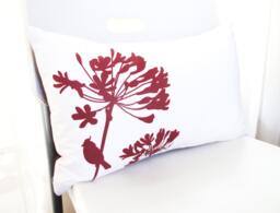 Cardinal & Agapanthus Pillow Burgundy Red Print, 12x18 Rectangle - thumbnail 1
