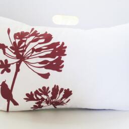 Cardinal & Agapanthus Pillow Burgundy Red Print, 12x18 Rectangle - thumbnail 2
