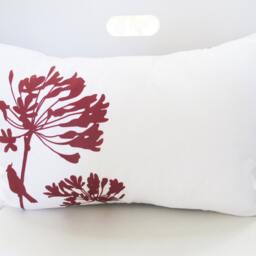 Cardinal & Agapanthus Pillow Burgundy Red Print, 12x18 Rectangle - thumbnail 3
