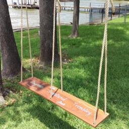 Personalized Double Seat Engraved Mahogany Tree Swing - Outdoor Gift - thumbnail 4