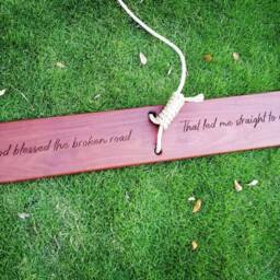 Personalized Double Seat Engraved Mahogany Tree Swing - Outdoor Gift - thumbnail 2