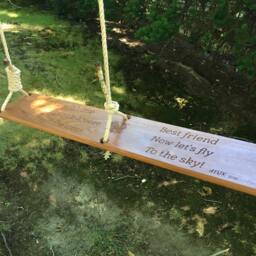 Personalized Double Seat Engraved Mahogany Tree Swing - Outdoor Gift - thumbnail 3