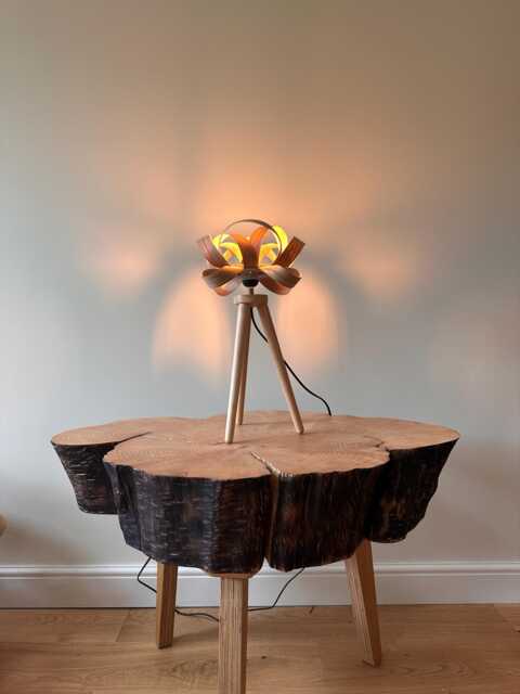Handmade Oak Veneer Table Lamp Modern Wood Lampshade - image 1