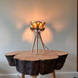 Handmade Oak Veneer Table Lamp Modern Wood Lampshade - thumbnail 3