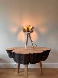 Handmade Oak Veneer Table Lamp Modern Wood Lampshade - thumbnail 1