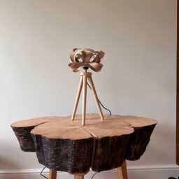 Handmade Oak Veneer Table Lamp Modern Wood Lampshade - thumbnail 2