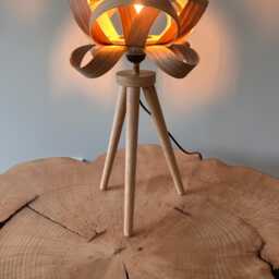 Handmade Oak Veneer Table Lamp Modern Wood Lampshade - thumbnail 4