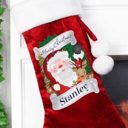 Personalised Christmas Santa Red Stocking - Xmas Gift Red Stocking Personalised Reindeer - thumbnail 3
