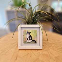 Cat Ceramic Wall Art Mini Framed Picture, Home Decor - thumbnail 4