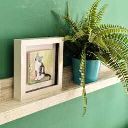 Cat Ceramic Wall Art Mini Framed Picture, Home Decor - thumbnail 3