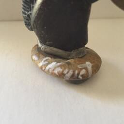 One Of A Kind Miniature Sculpture Horse Head Hand Crafted From Natural River Stones, Painted, Signed By Colombian Born Artist G. Negret - thumbnail 4