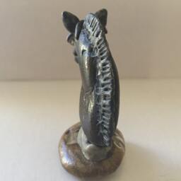 One Of A Kind Miniature Sculpture Horse Head Hand Crafted From Natural River Stones, Painted, Signed By Colombian Born Artist G. Negret - thumbnail 3