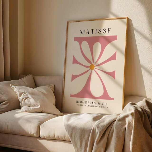 Pink Matisse Wall Art Print Abstract Floral - Minimalist Blush Poster - image 1