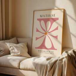 Pink Matisse Wall Art Print Abstract Floral - Minimalist Blush Poster - thumbnail 1