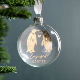 Couple's Personalised Foiled Penguin Bauble
