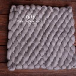 Chunky Wool Blanket, Mint Photo Prop, Baby Photography, Newborn Props, Posing - thumbnail 3
