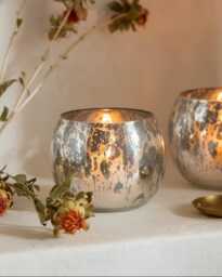 Handmade Unique Abstract Dome-Shaped Glass Votive - 7 X 6cm Candle Holder