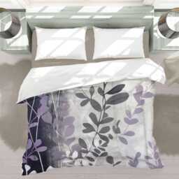 Purple Gray Botanical Comforter With Muted Organic Leaves For Modern Rustic Bedrooms #017 - thumbnail 3