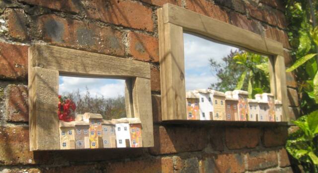 Driftwood Cottage House Mirrors Set, Steampunk Signed Art, Made in Wales