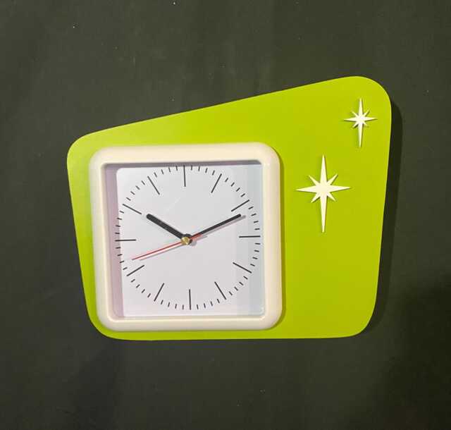 Mid Century Modern Wall Clock, Indoors, Atomic Retro, Starburst Design, Bathroom Or Spa, Silent Quarts Movment - image 1