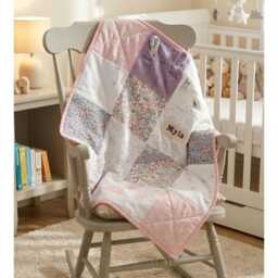 Keepsake Baby Clothes Memory Quilt With Name, Comfort Blanket Size, Professionally Made Sentimental Fabric - thumbnail 2
