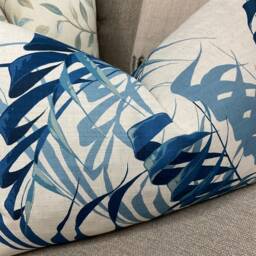 "Sanderson Palm House Cushion Cover, Blue Eucalyptus Linen Throw Pillow Case - 12"" X 20" - thumbnail 2