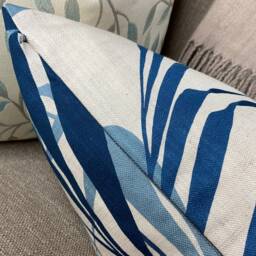 "Sanderson Palm House Cushion Cover, Blue Eucalyptus Linen Throw Pillow Case - 12"" X 20" - thumbnail 4