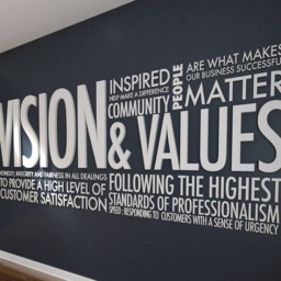 Vision & Values - 3D Letters Office Wall Art Decal Sticker Hibryd PVC Typography Motivational Decor Skuvav - thumbnail 3