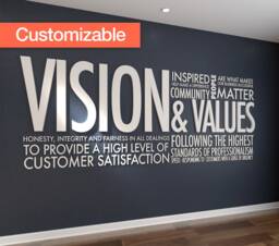 Vision & Values - 3D Letters Office Wall Art Decal Sticker Hibryd PVC Typography Motivational Decor Skuvav - thumbnail 1