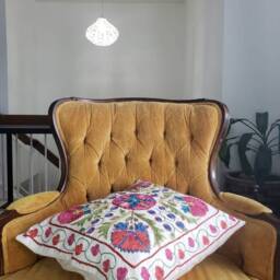 Suzani Pillow Case, Handmade Embroidered Pillow Cover, Cushion Cover, 18''x18'' - thumbnail 3