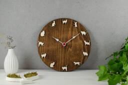 Cat Clock - Wood Wall Cat Lovers Gift Cute Kitty Decor -Home Art With Figurines - thumbnail 1