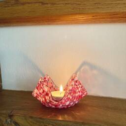 Fused Glass Pink Textured Candle Holder - thumbnail 2