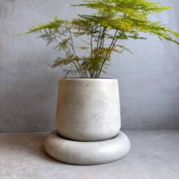 Concrete Planter With Saucer, Modern Plant Pot, Bubble Planter, Decorative Cement Minimalist Pot Nordic Chunky